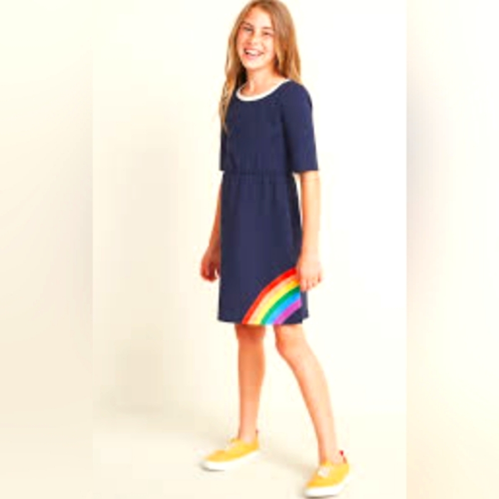 Old Navy - Fit & Flare 1/2-Sleeve Jersey Dress for Girls - 100% Cotton